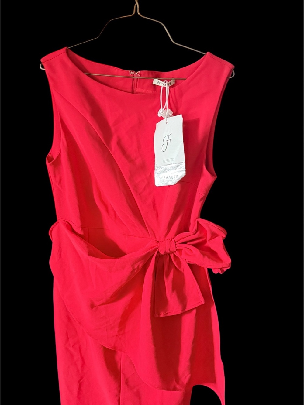 Fuchsia Midi Dress with Side Bow